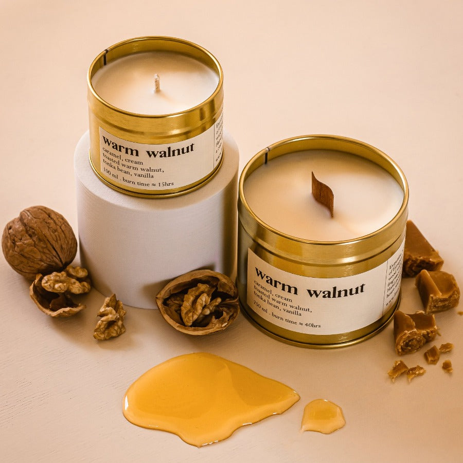 Warm walnut botanische Duftkerze mit Holzdocht – LIMA Cosmetics
